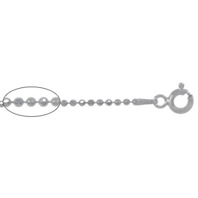 1.2mm Diamond Cut Beaded Chain, 16" - 20" Length, Sterling Silver